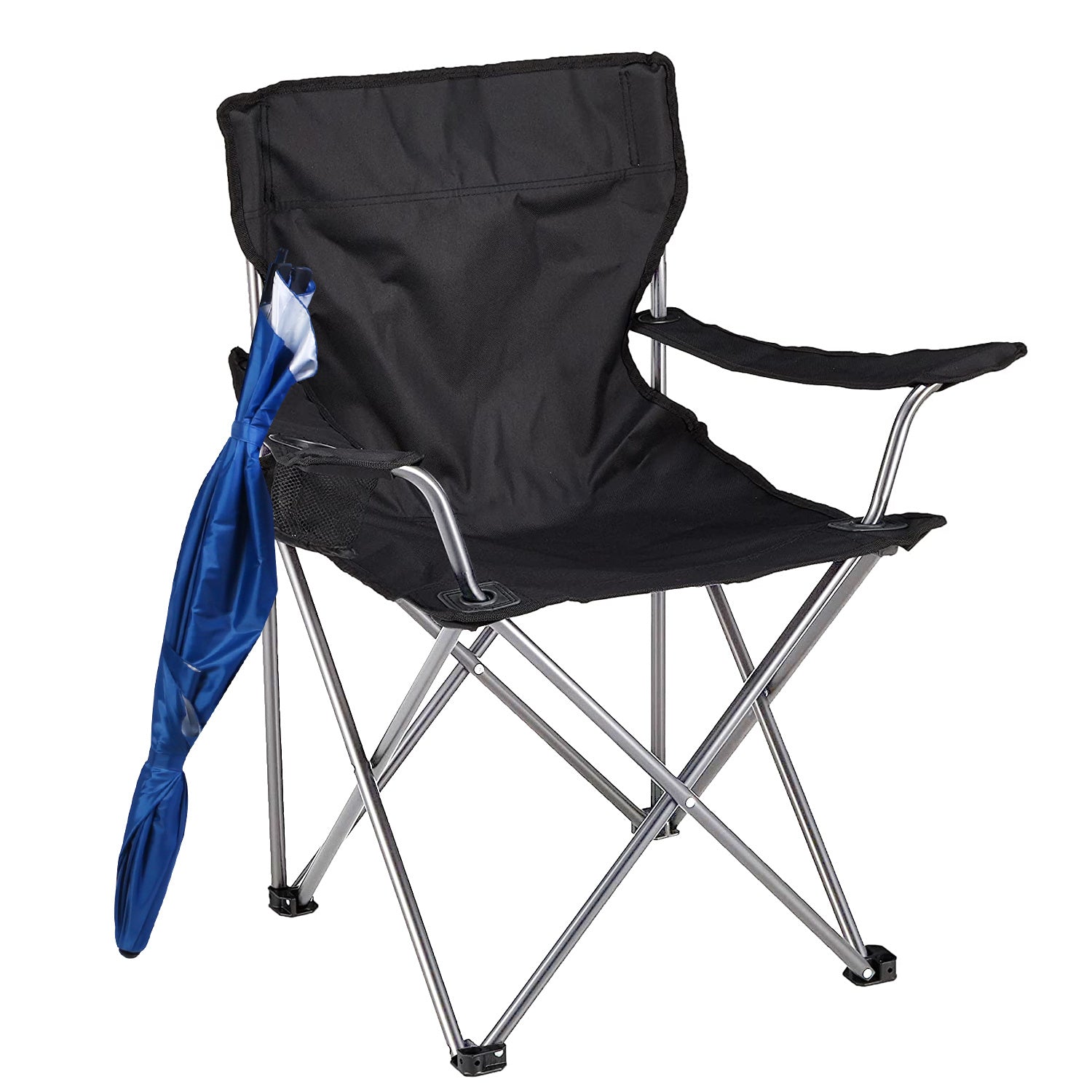 Foldable Beach Chair with Detachable Umbrella Armrest Adjustable Canopy Stool with Cup Holder Carry Bag for Camping Poolside Travel Picnic Lawn Chair Doba